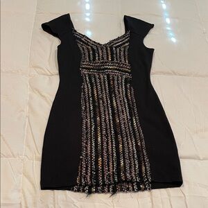 Free People Black and Multicolor Mini Dress - size small